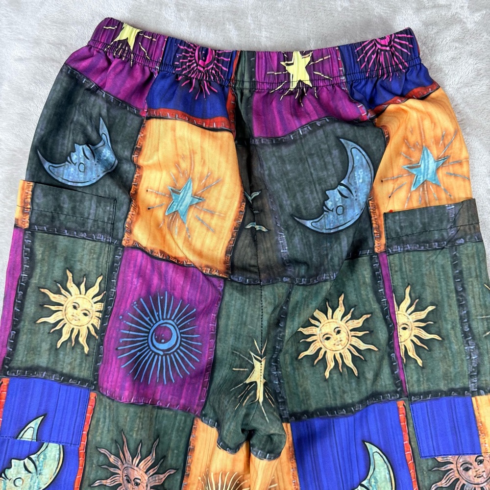 Boho Celestial Patchwork Barrel Pants Harem Festi… - image 5
